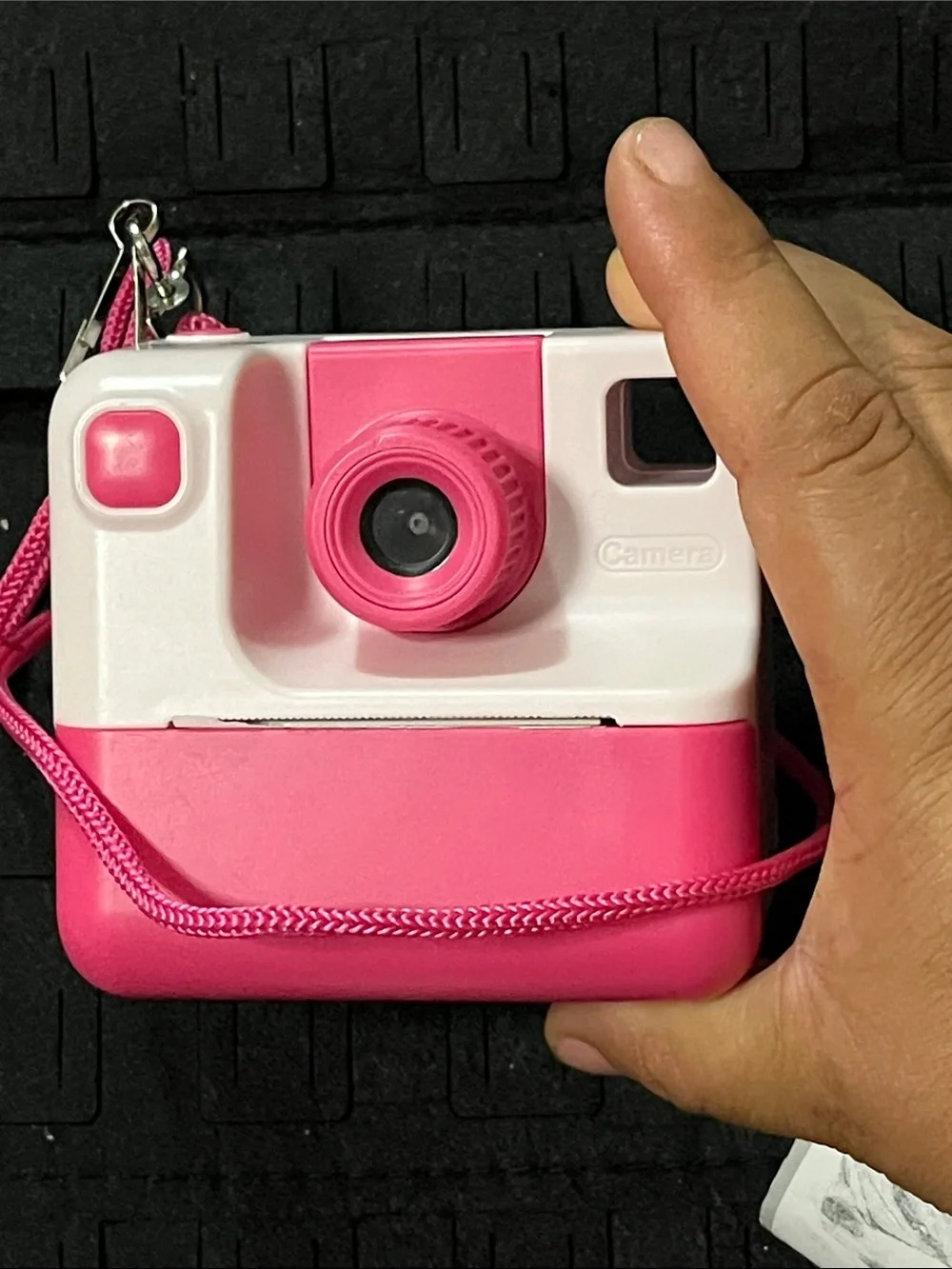 Pink Instant-Style Point-and-Shoot Camera with Neck Strap